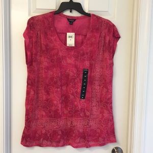 Pink Fuchsia Lucky Brand top, 2X , NWT
